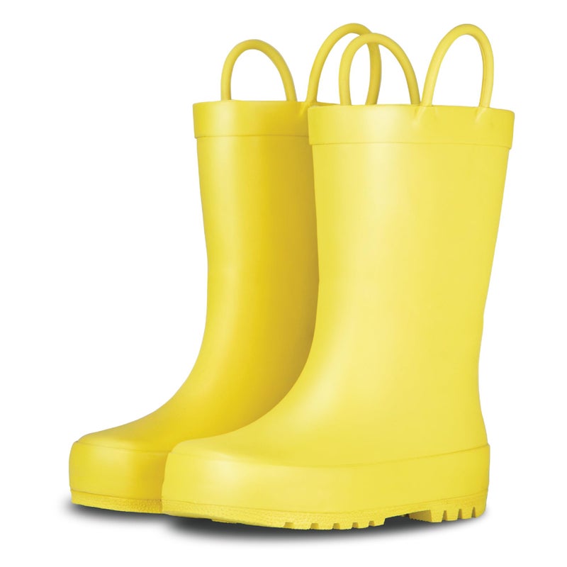 LONECONE Rain Boots with Easy-On Handles in Matte Colors for Boys and Girls, Play-Proof Flexible Rubber, Durable Non-Slip Treads, Kid-Friendly for Hours of Joy - Sunshine Yellow, 1 Little Kid - Image 1